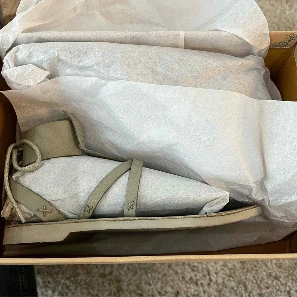 NWT Free People Vacation Day Wrap‎ Sandal Women 37.5 Sky Leather Strappy Boho
